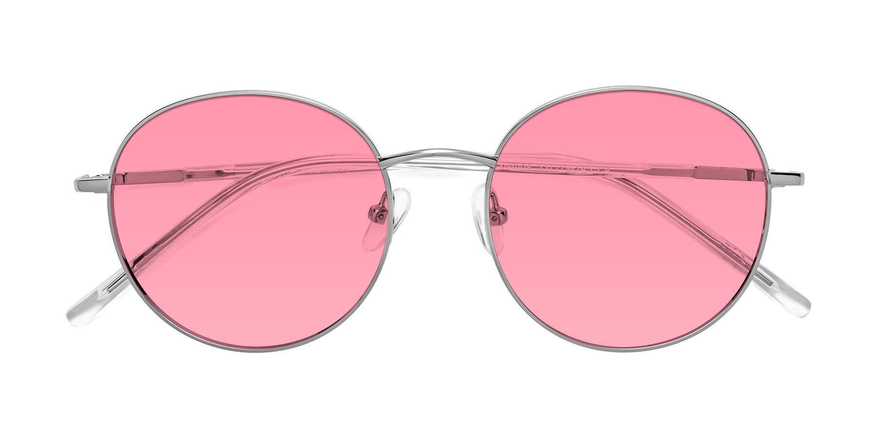 Folded Front of Cosmos in Silver with Pink Tinted Lenses