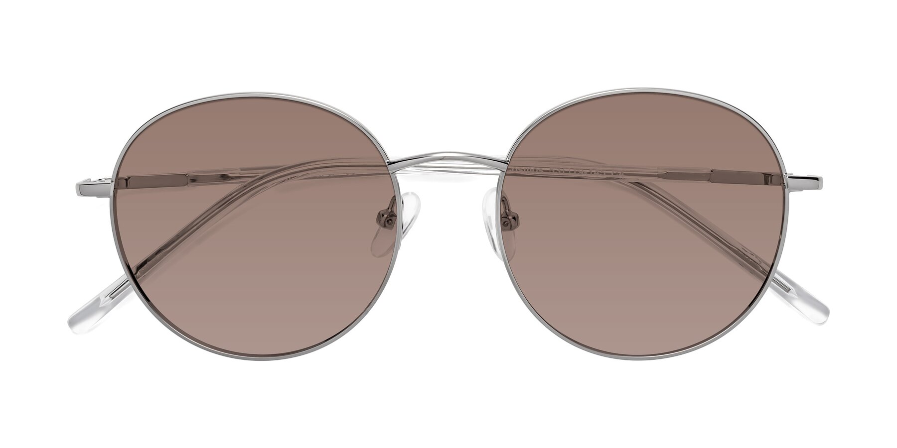 Folded Front of Cosmos in Silver with Medium Brown Tinted Lenses