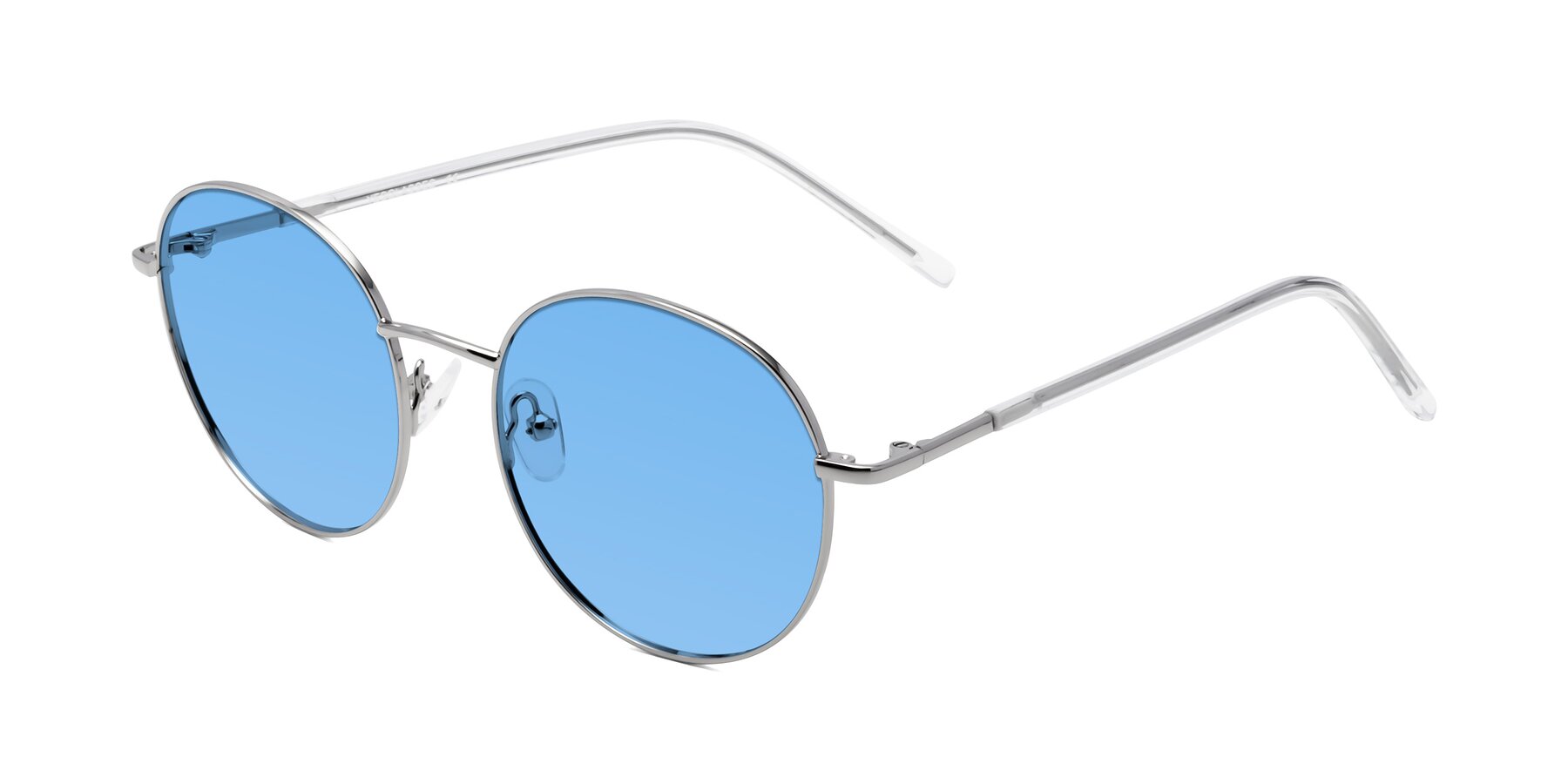 Angle of Cosmos in Silver with Medium Blue Tinted Lenses