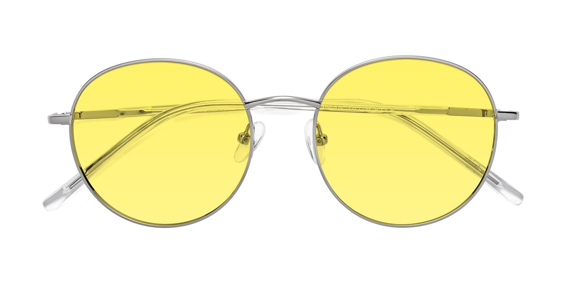 Folded Front of Cosmos in Silver with Medium Yellow Tinted Lenses