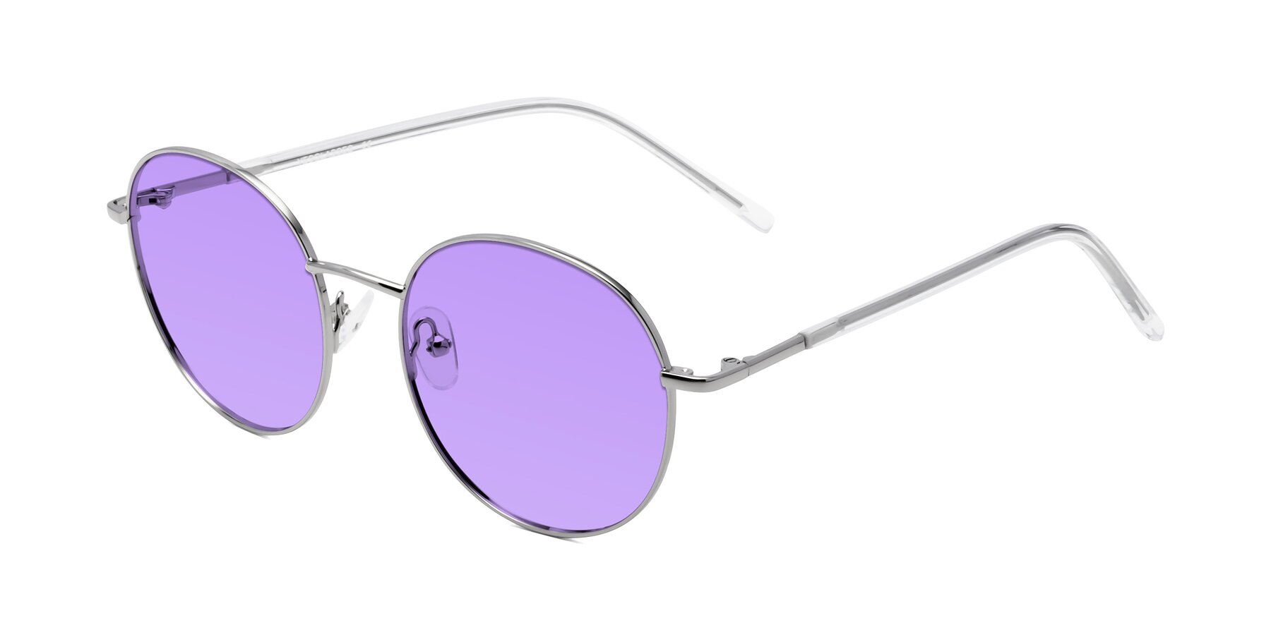 Angle of Cosmos in Silver with Medium Purple Tinted Lenses