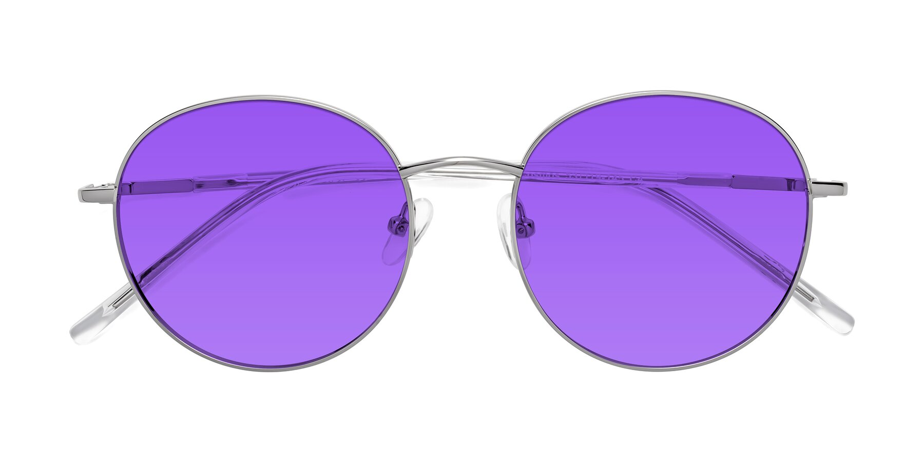 Folded Front of Cosmos in Silver with Purple Tinted Lenses