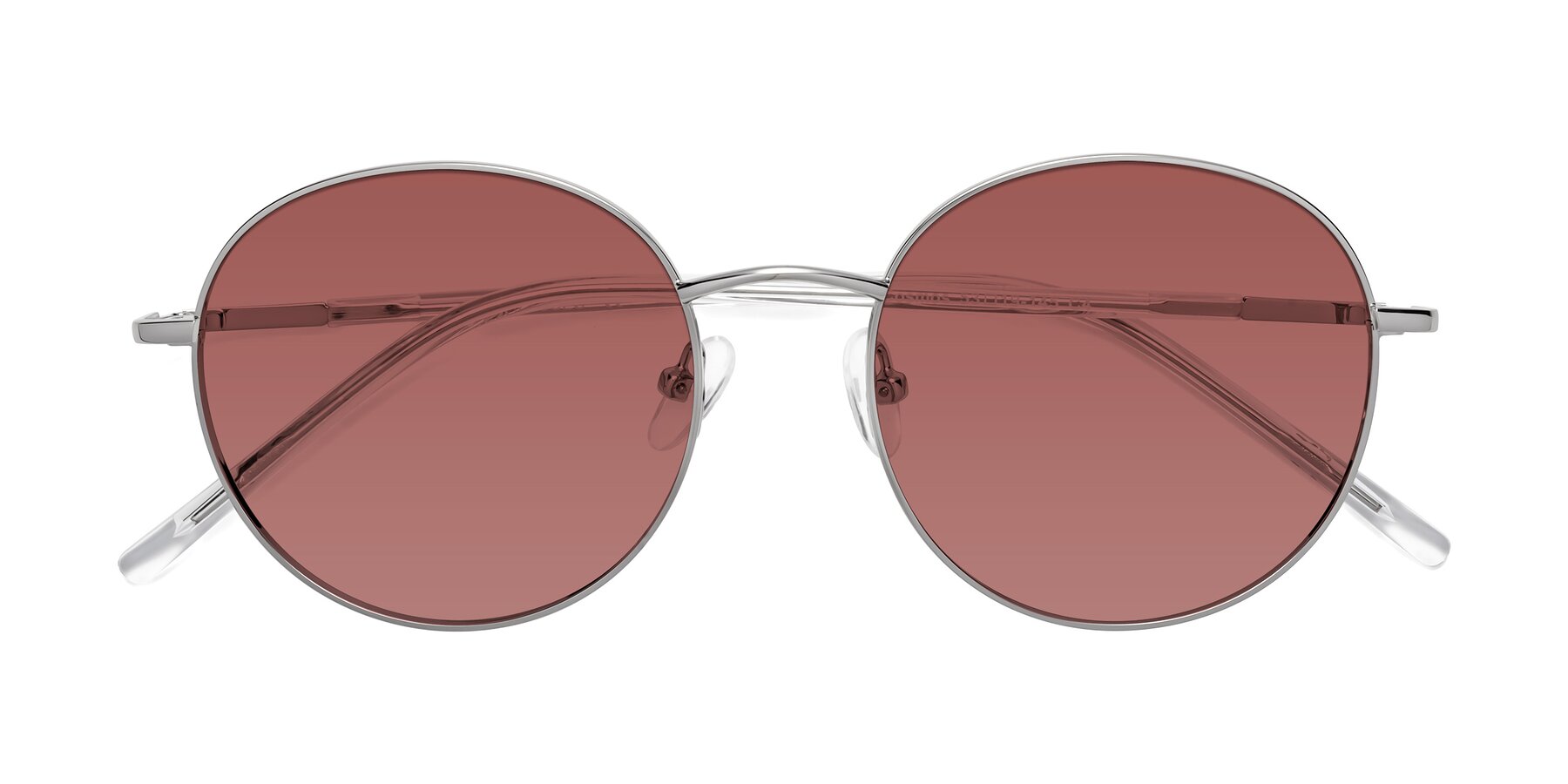 Folded Front of Cosmos in Silver with Garnet Tinted Lenses