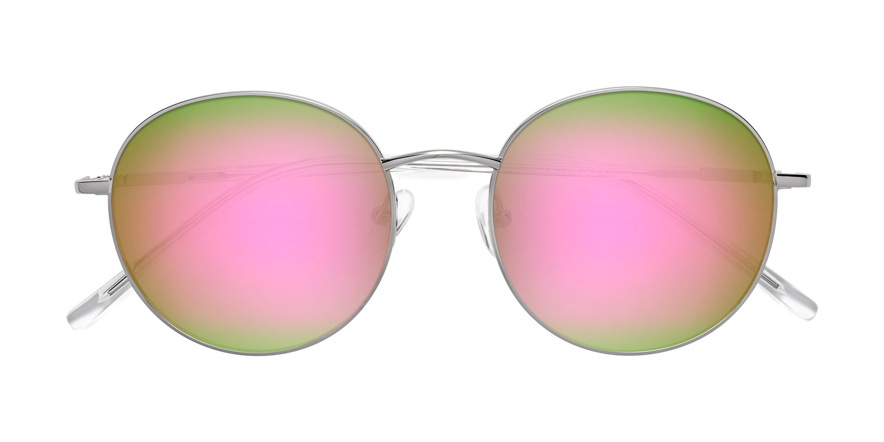Folded Front of Cosmos in Silver with Pink Mirrored Lenses