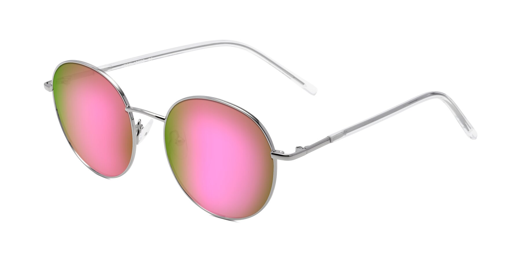 Angle of Cosmos in Silver with Pink Mirrored Lenses
