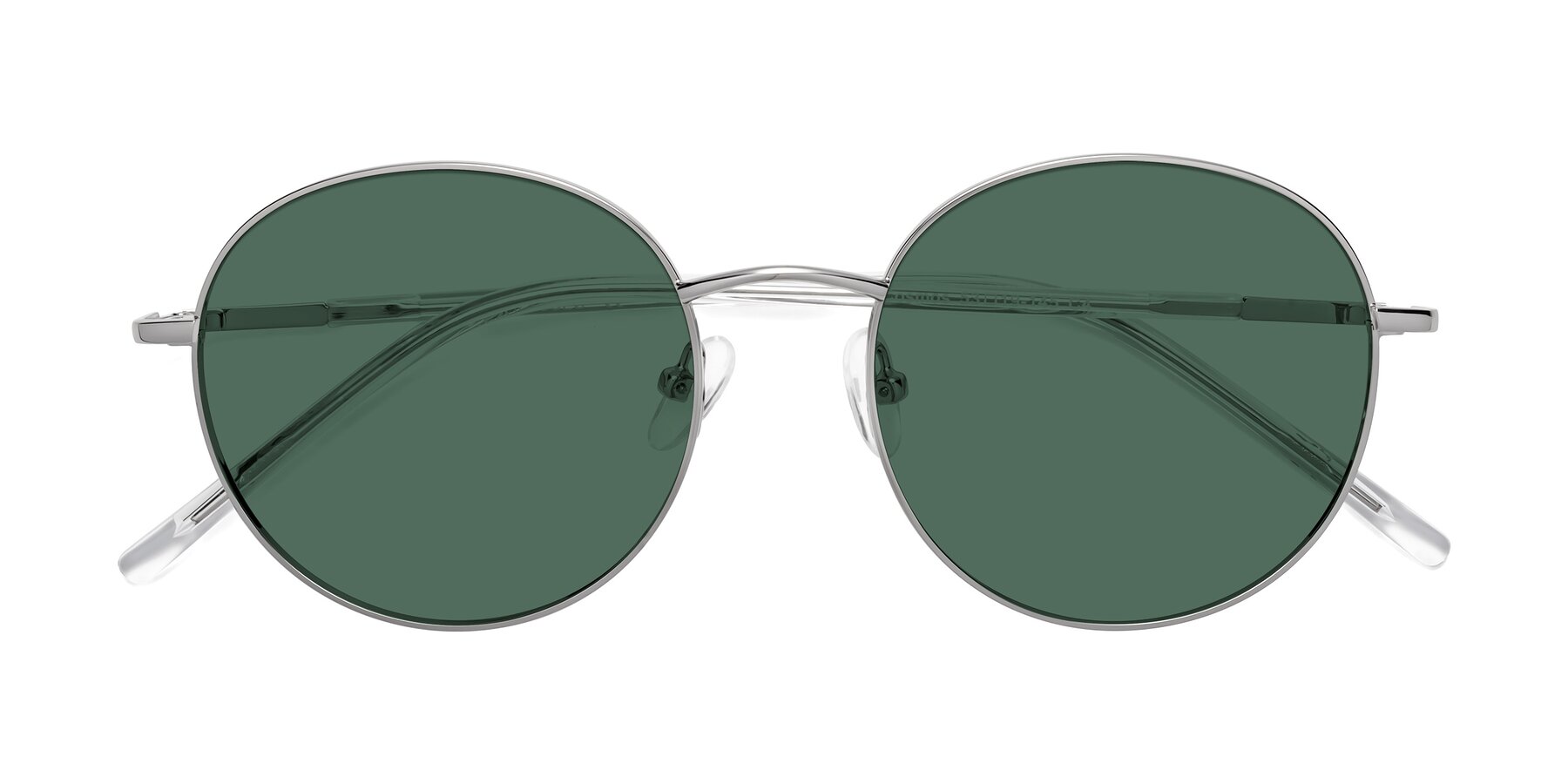 Folded Front of Cosmos in Silver with Green Polarized Lenses