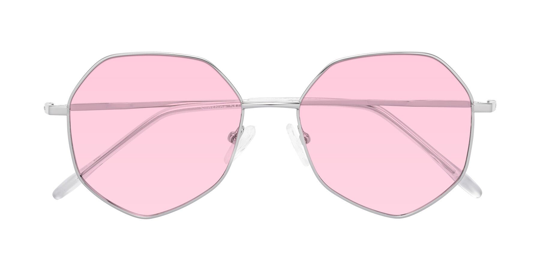 Folded Front of Sunshine in Silver with Light Pink Tinted Lenses