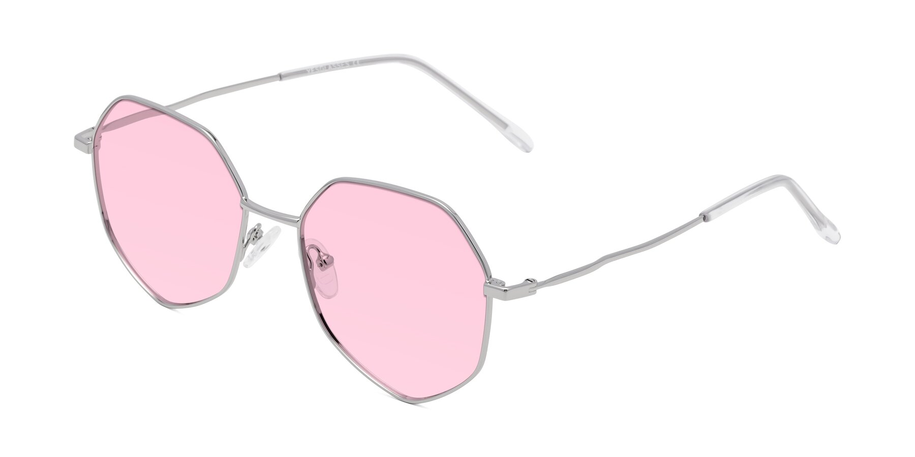 Angle of Sunshine in Silver with Light Pink Tinted Lenses