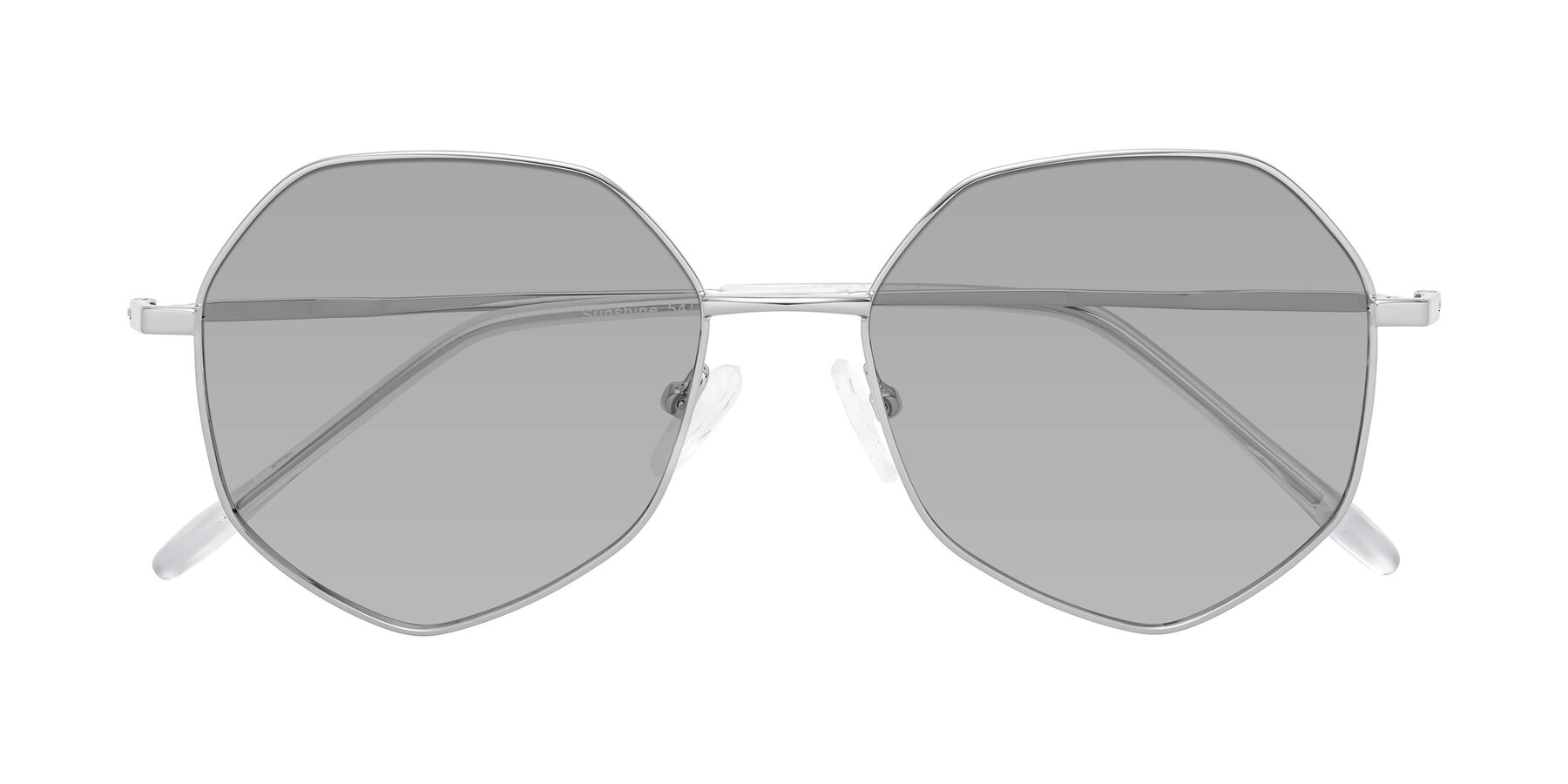 Folded Front of Sunshine in Silver with Light Gray Tinted Lenses