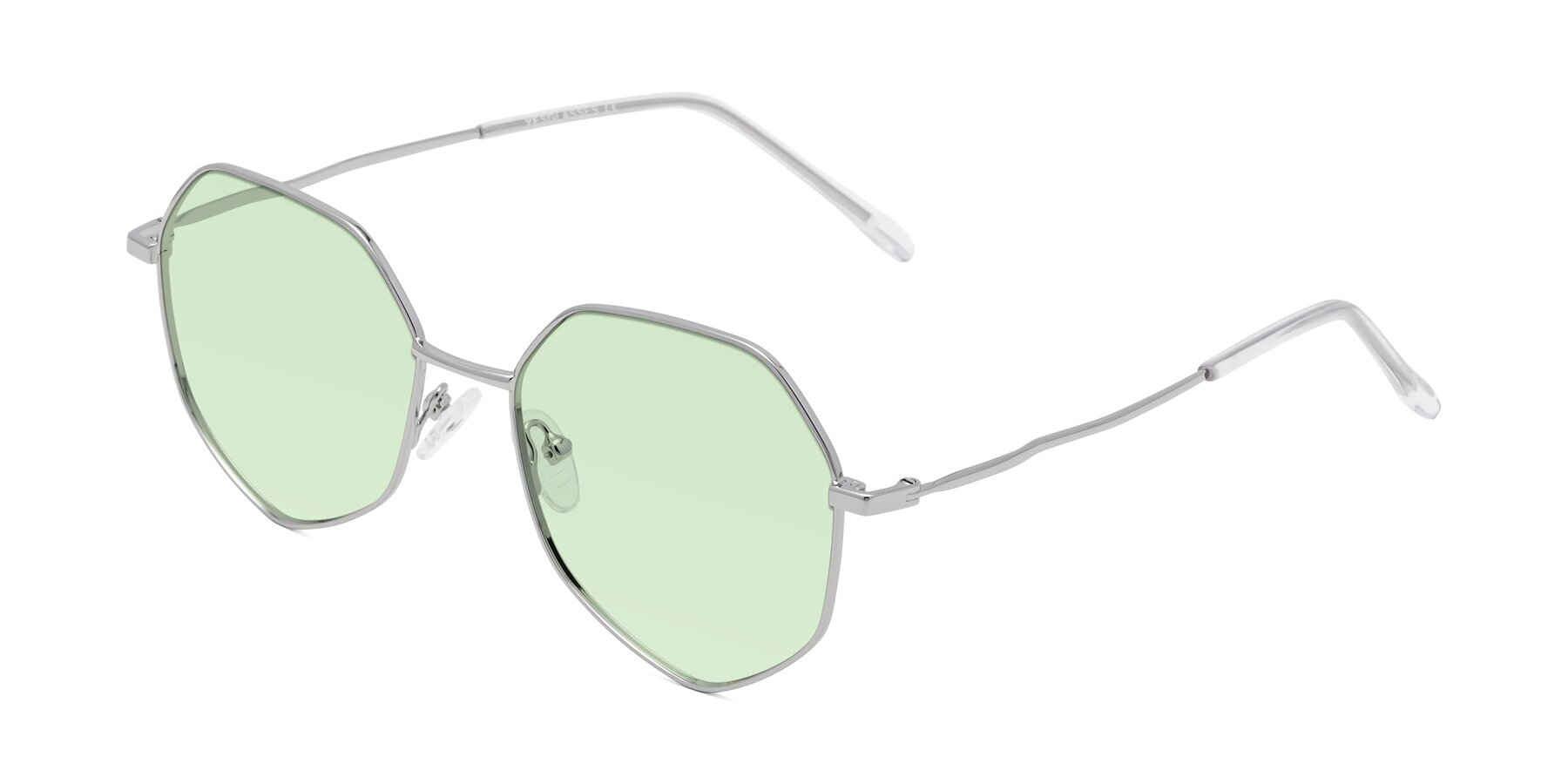 Angle of Sunshine in Silver with Light Green Tinted Lenses