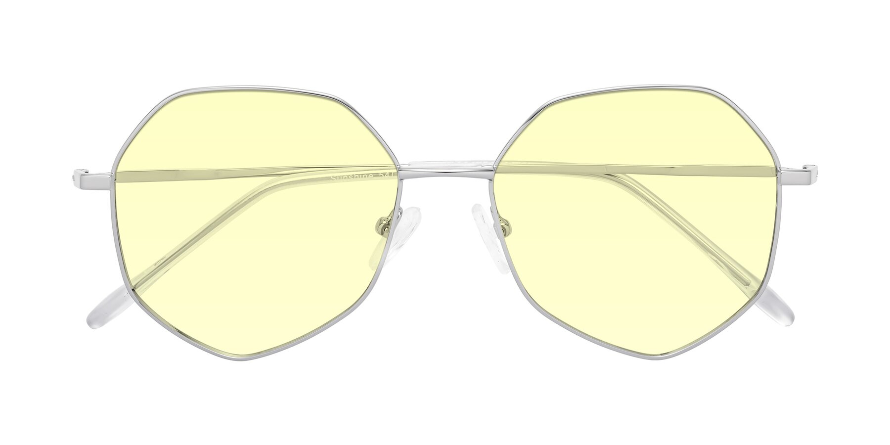 Folded Front of Sunshine in Silver with Light Yellow Tinted Lenses