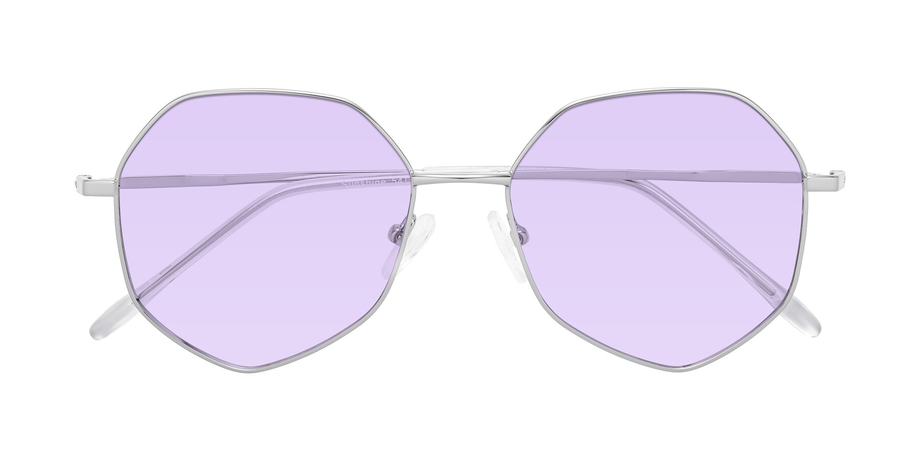 Folded Front of Sunshine in Silver with Light Purple Tinted Lenses
