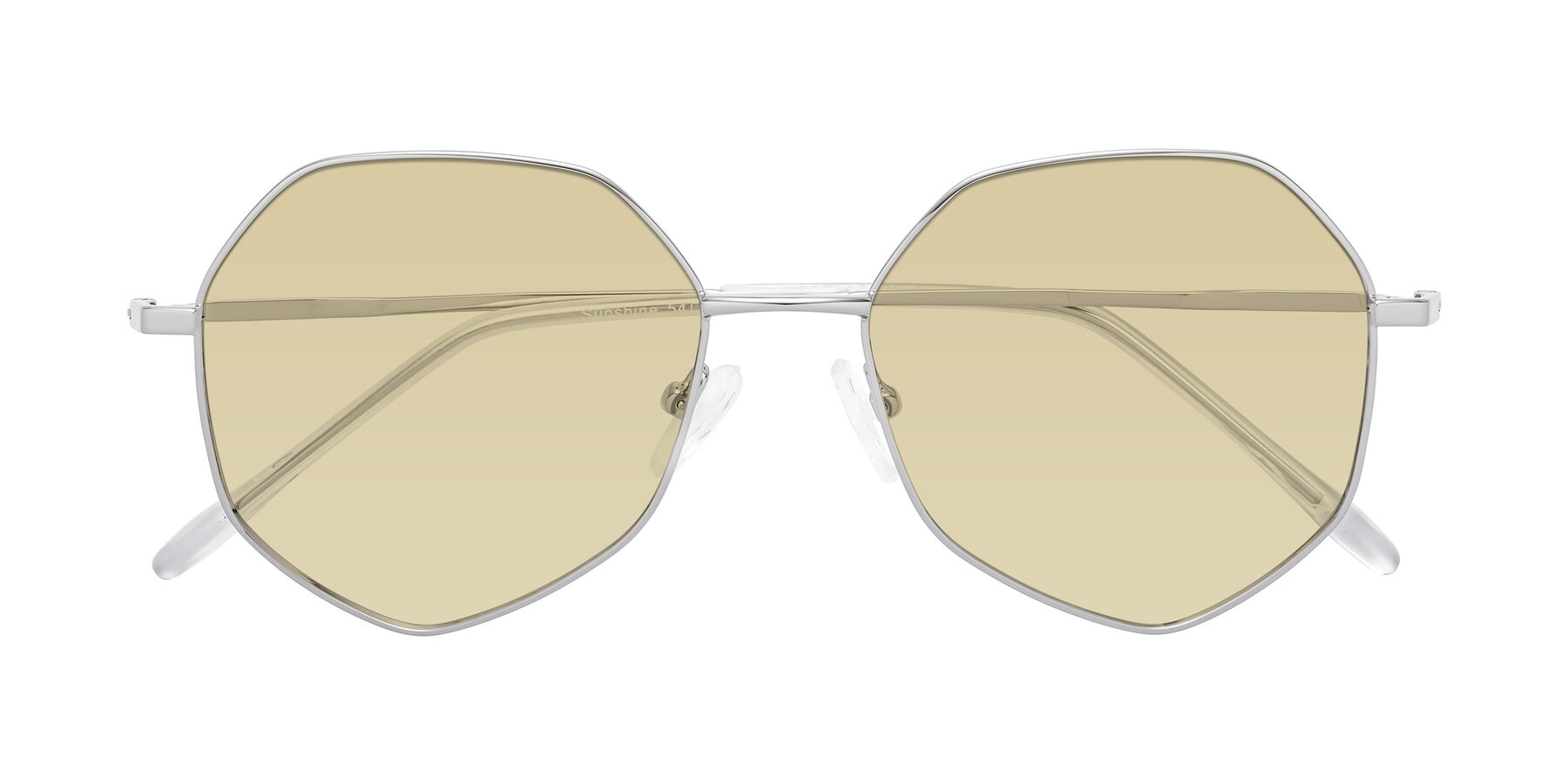Folded Front of Sunshine in Silver with Light Champagne Tinted Lenses