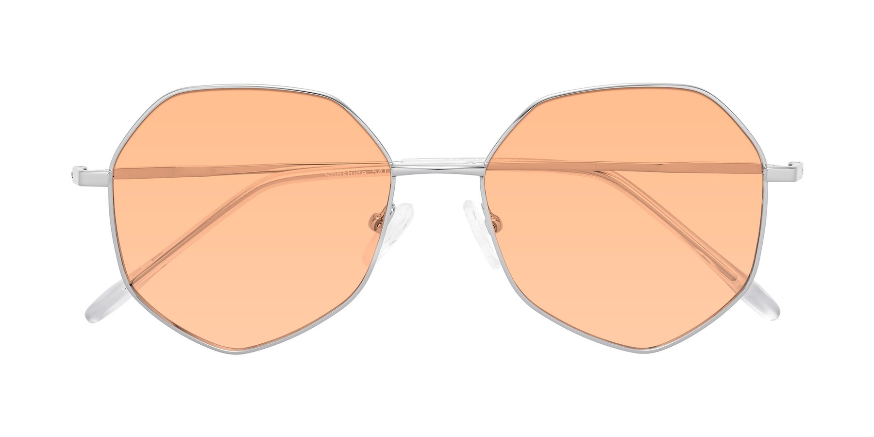 Folded Front of Sunshine in Silver with Light Orange Tinted Lenses
