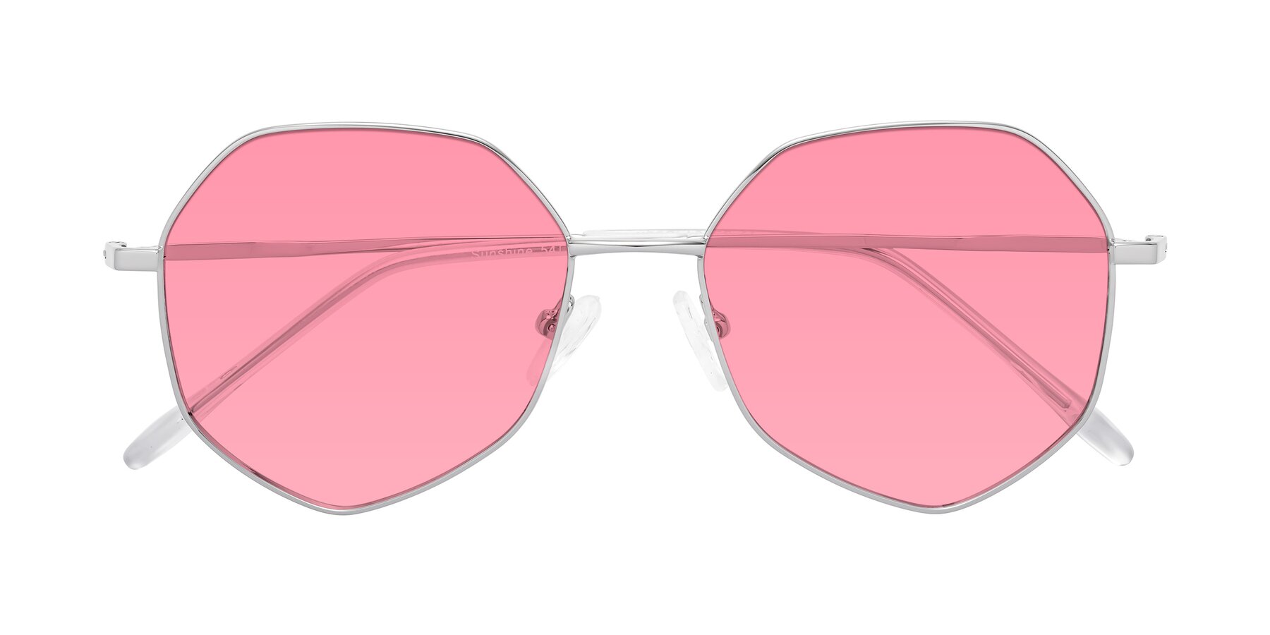Folded Front of Sunshine in Silver with Pink Tinted Lenses