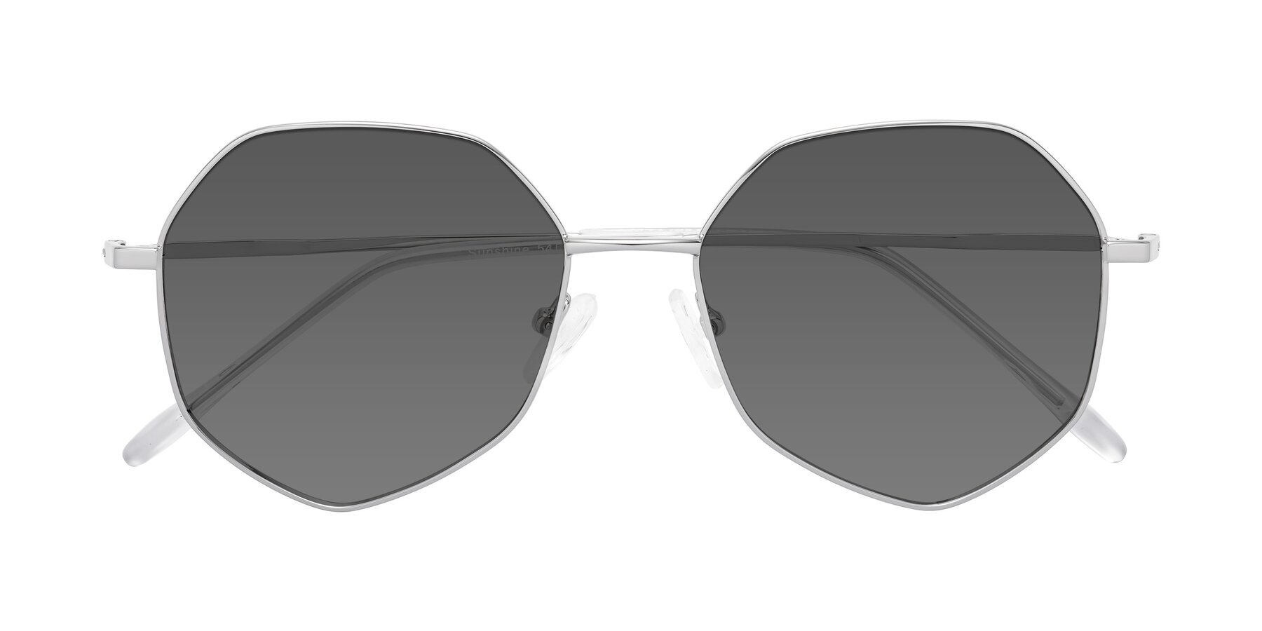 Folded Front of Sunshine in Silver with Medium Gray Tinted Lenses