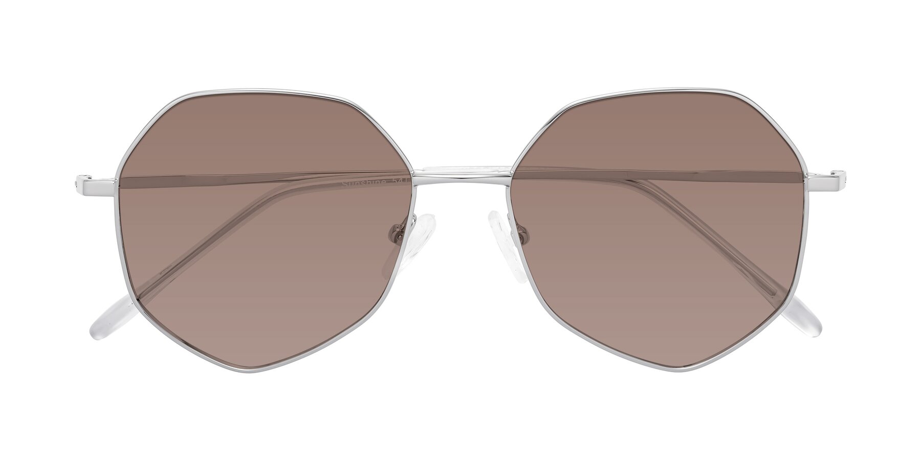 Folded Front of Sunshine in Silver with Medium Brown Tinted Lenses