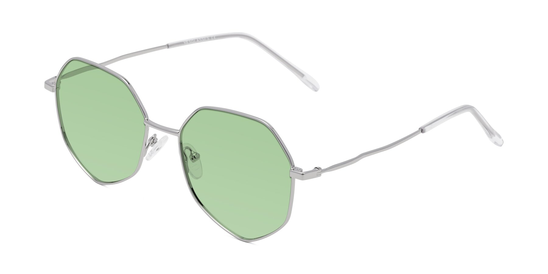 Angle of Sunshine in Silver with Medium Green Tinted Lenses