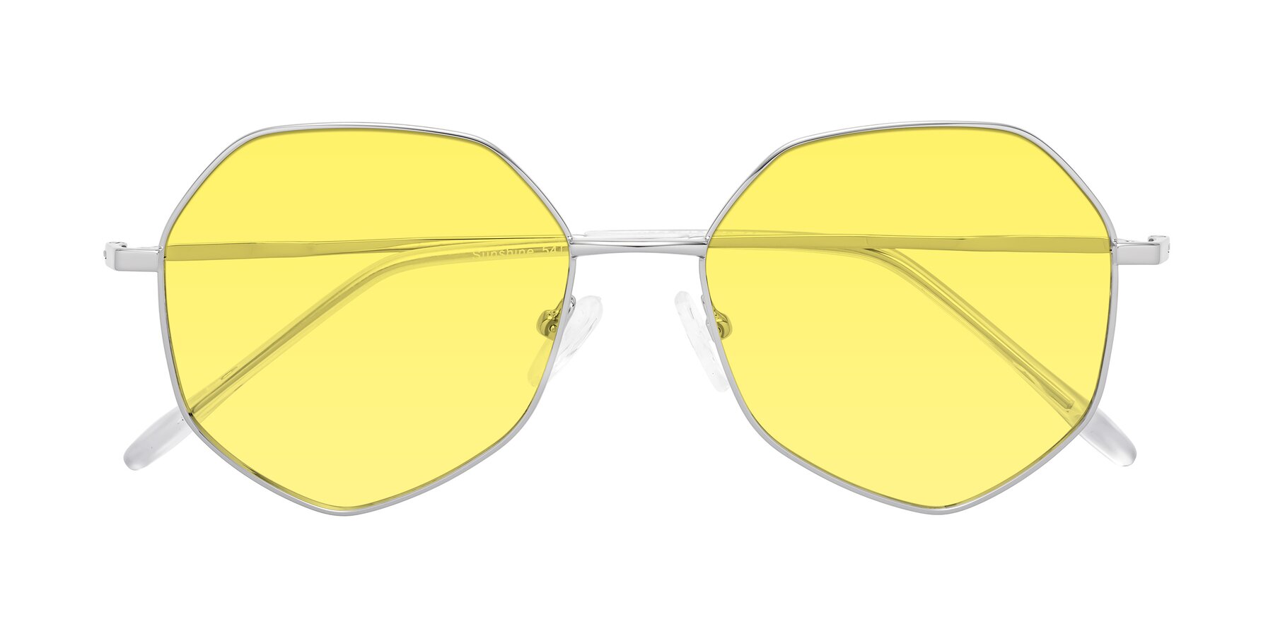Folded Front of Sunshine in Silver with Medium Yellow Tinted Lenses