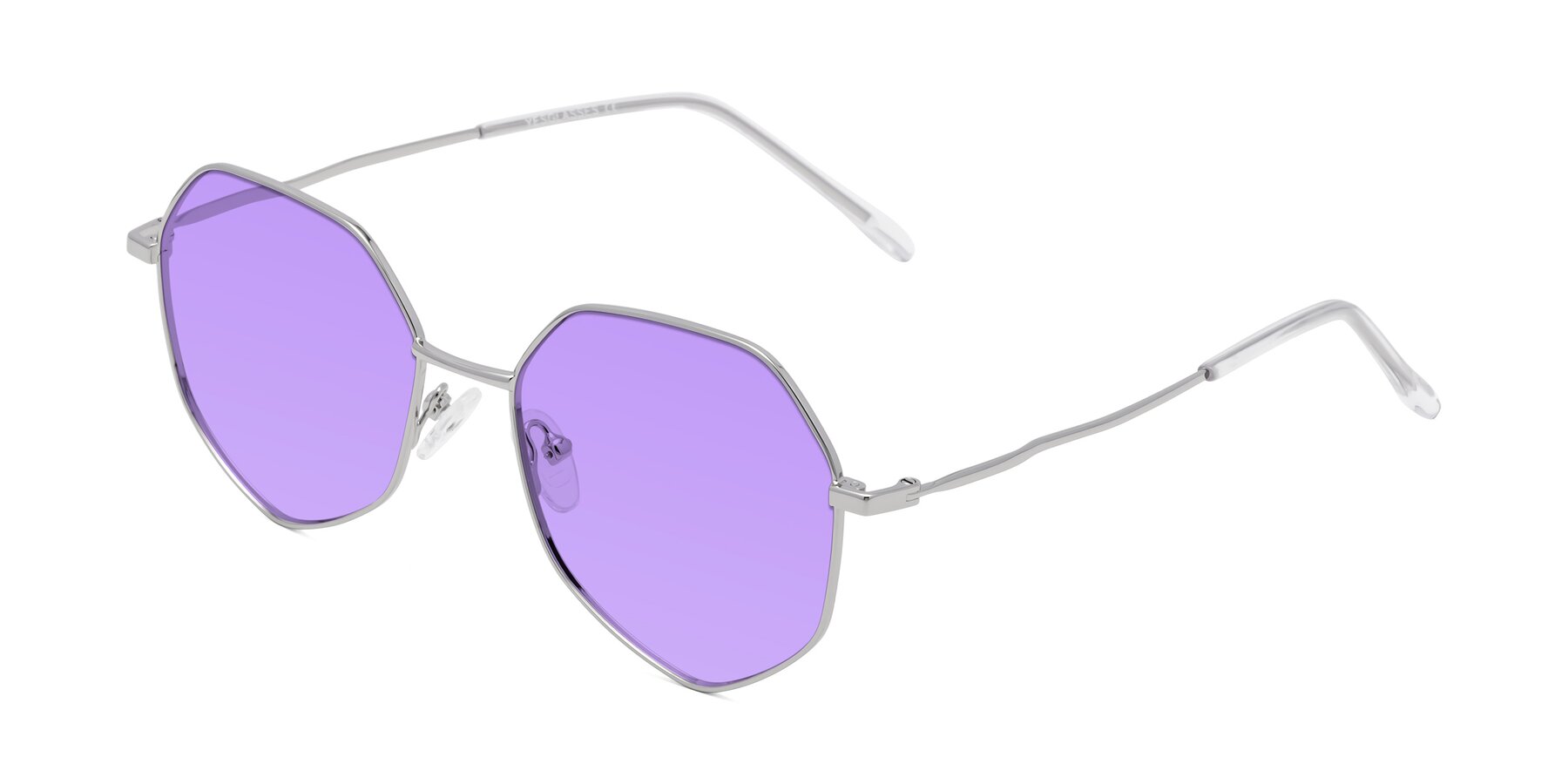 Angle of Sunshine in Silver with Medium Purple Tinted Lenses