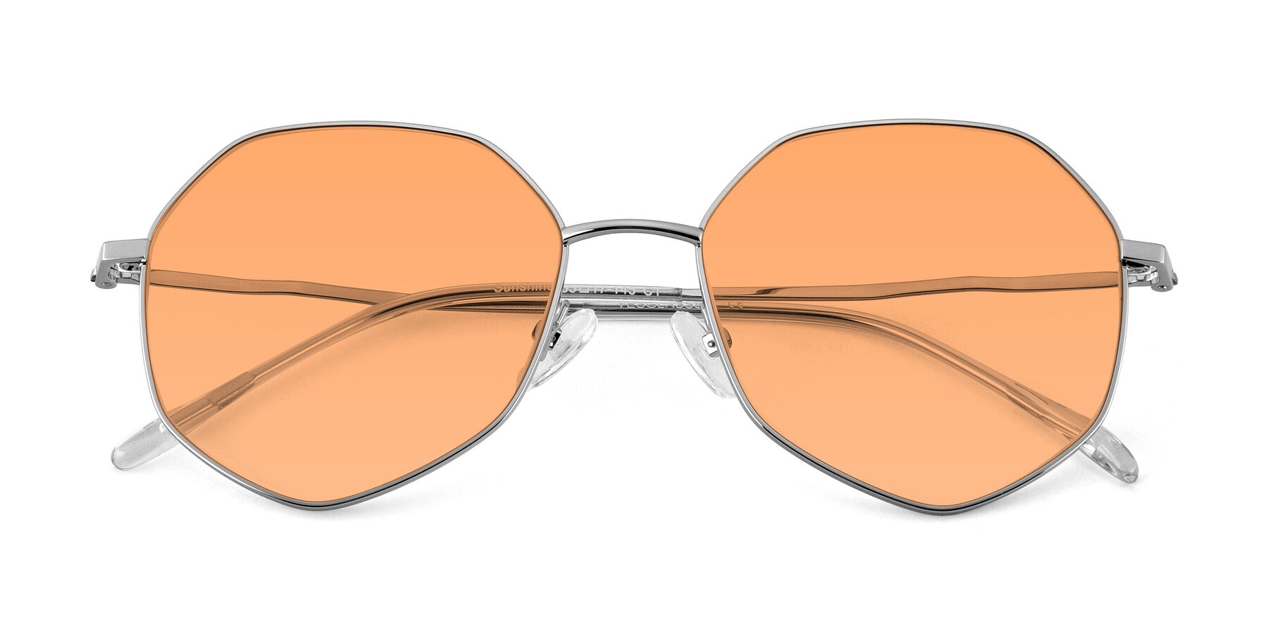 Folded Front of Sunshine in Silver with Medium Orange Tinted Lenses