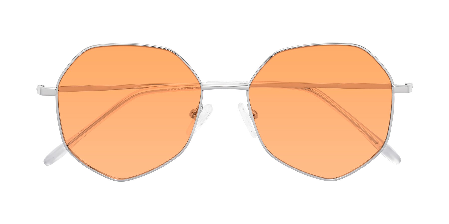 Folded Front of Sunshine in Silver with Medium Orange Tinted Lenses