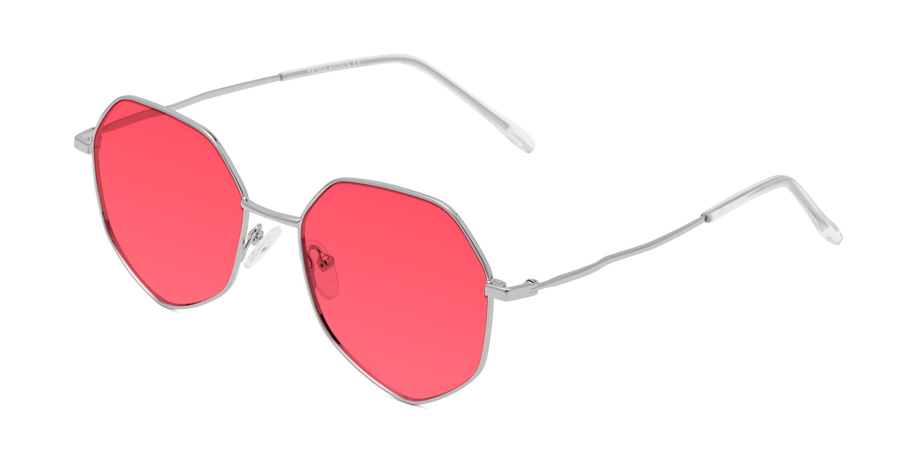 Angle of Sunshine in Silver with Red Tinted Lenses