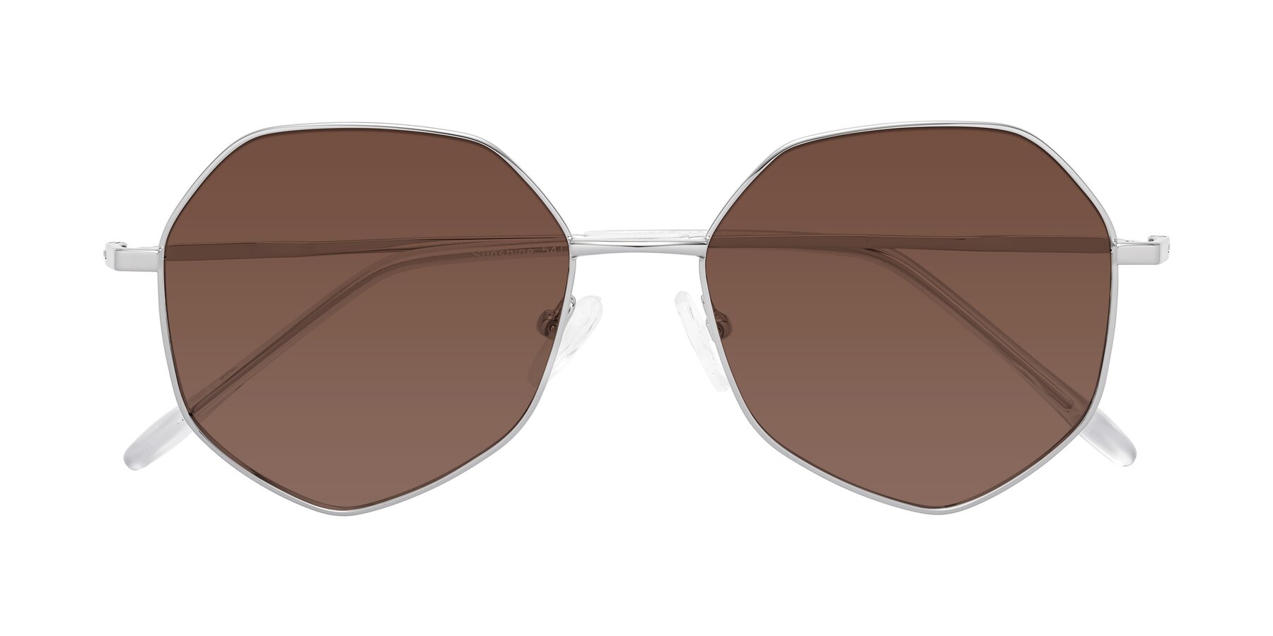 Folded Front of Sunshine in Silver with Brown Tinted Lenses