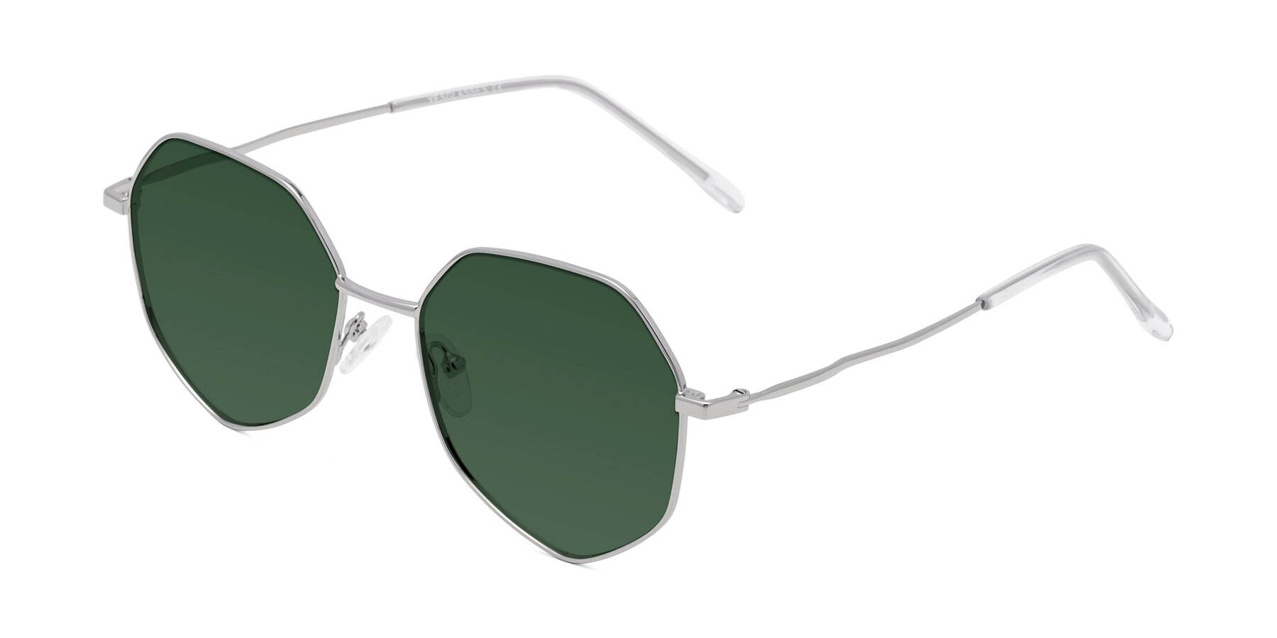 Angle of Sunshine in Silver with Green Tinted Lenses