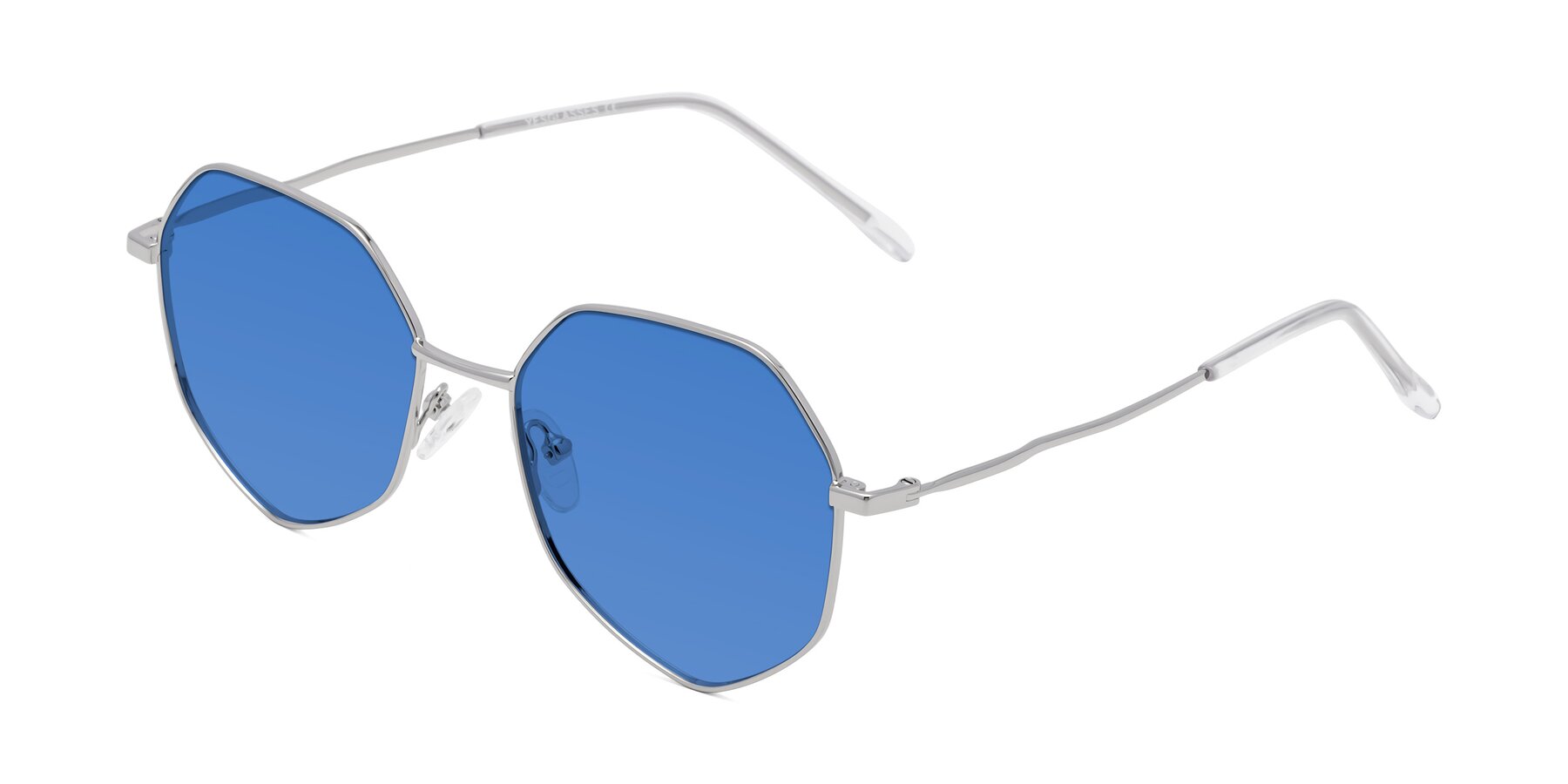 Angle of Sunshine in Silver with Blue Tinted Lenses