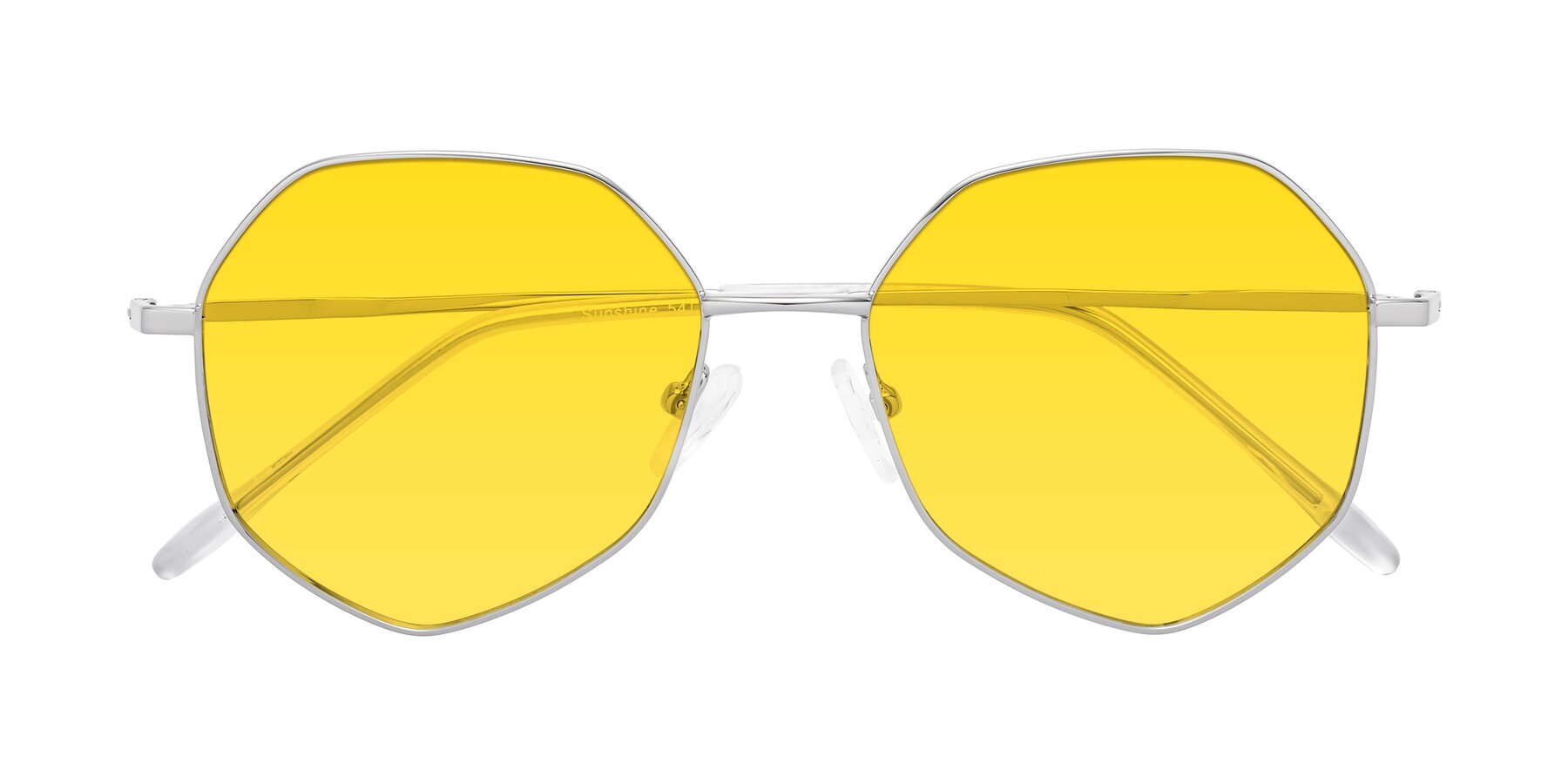 Folded Front of Sunshine in Silver with Yellow Tinted Lenses
