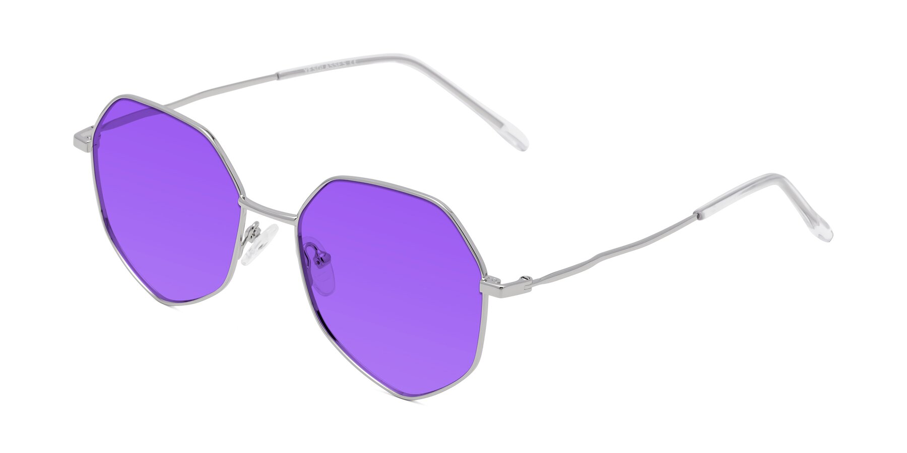 Angle of Sunshine in Silver with Purple Tinted Lenses