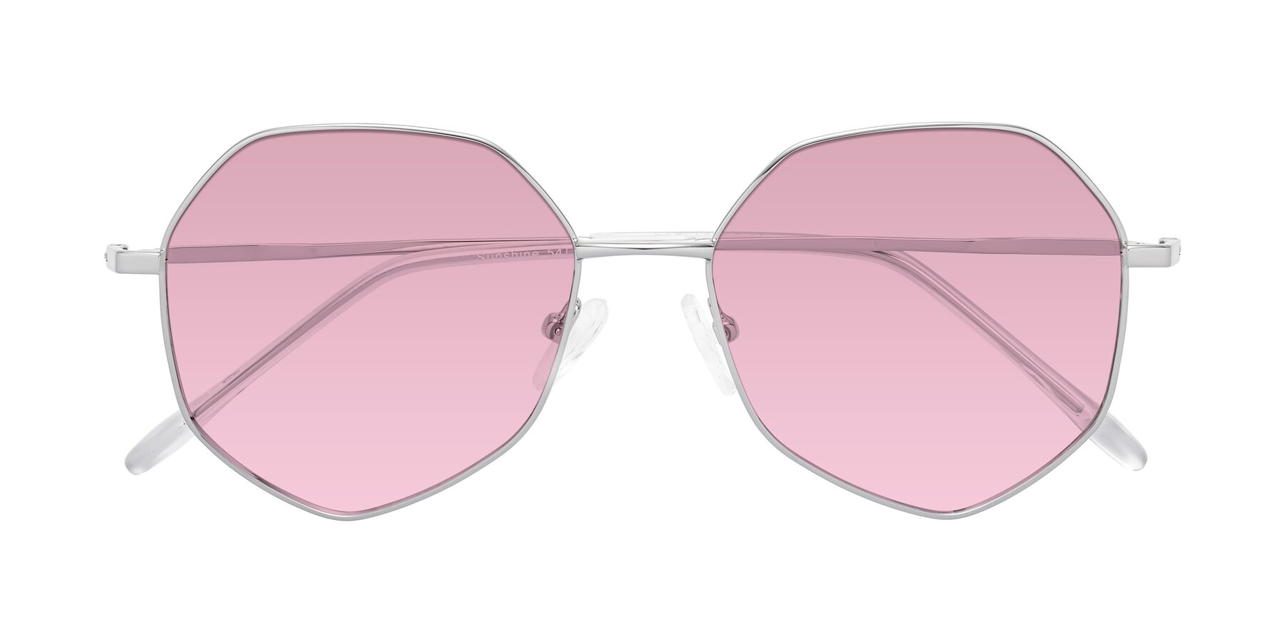 Folded Front of Sunshine in Silver with Light Wine Tinted Lenses