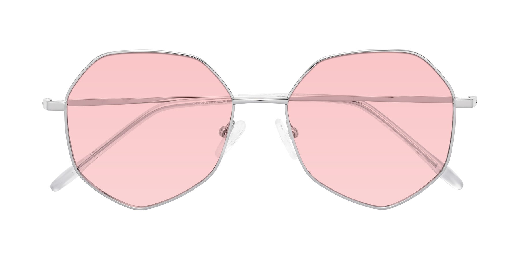 Folded Front of Sunshine in Silver with Light Garnet Tinted Lenses