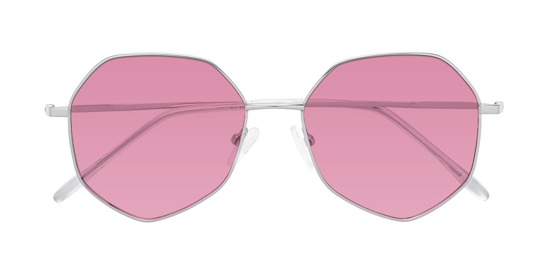 Folded Front of Sunshine in Silver with Medium Wine Tinted Lenses
