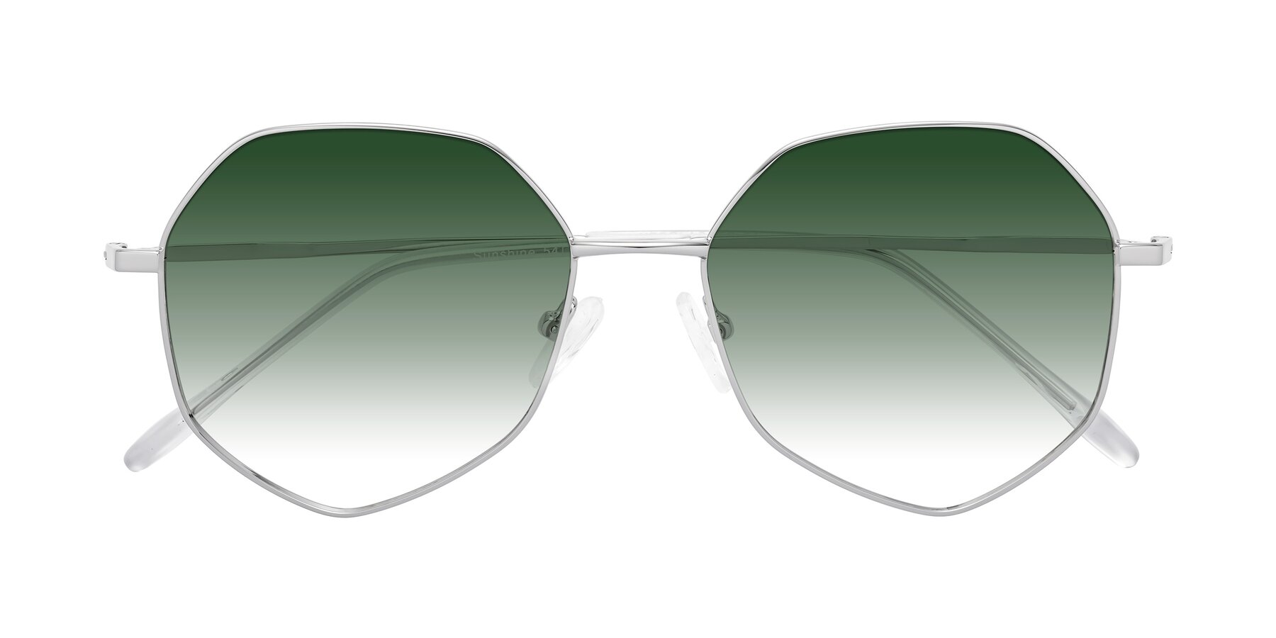 Folded Front of Sunshine in Silver with Green Gradient Lenses