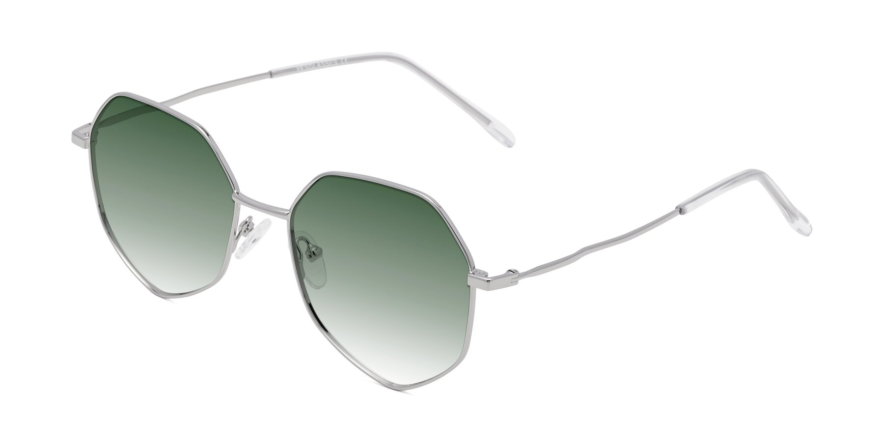 Angle of Sunshine in Silver with Green Gradient Lenses