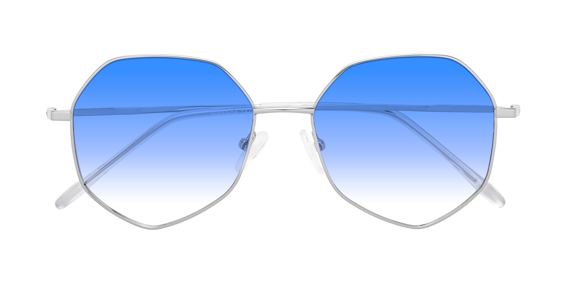 Folded Front of Sunshine in Silver with Blue Gradient Lenses