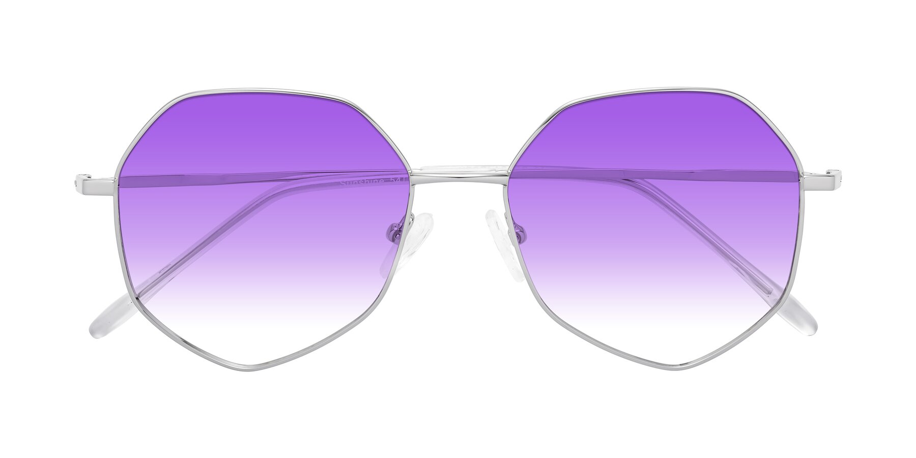 Folded Front of Sunshine in Silver with Purple Gradient Lenses