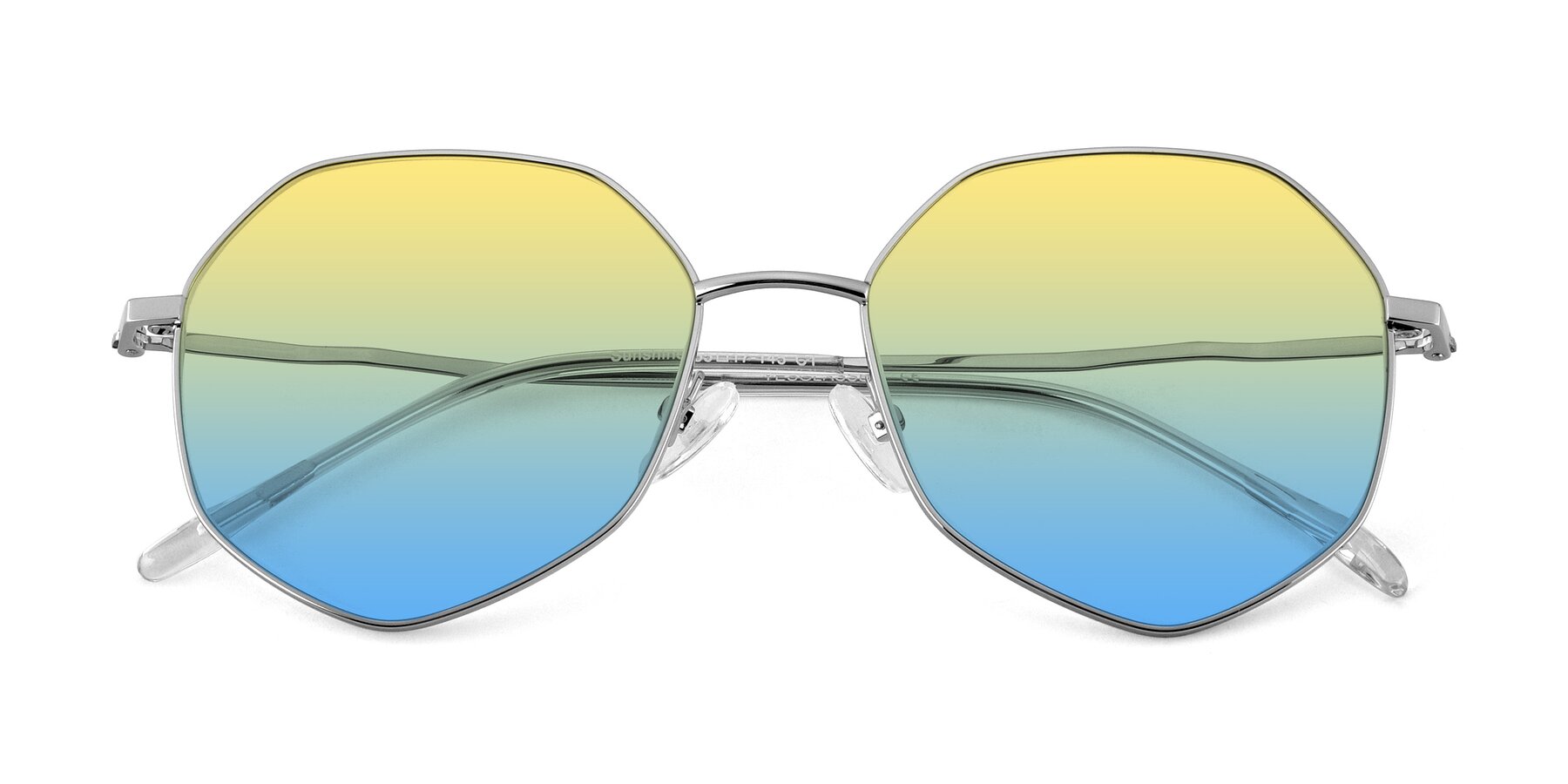 Folded Front of Sunshine in Silver with Yellow / Blue Gradient Lenses