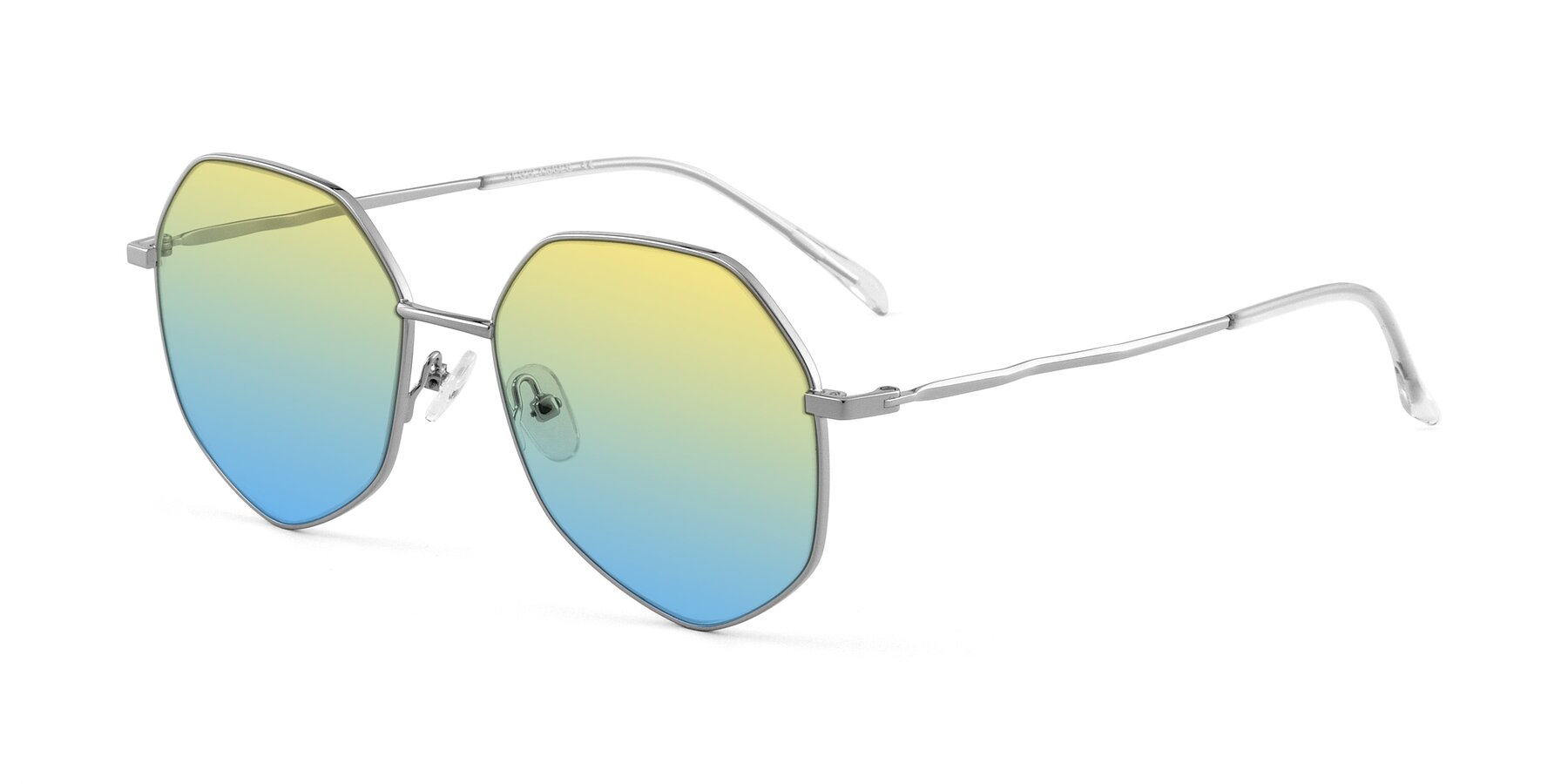 Angle of Sunshine in Silver with Yellow / Blue Gradient Lenses