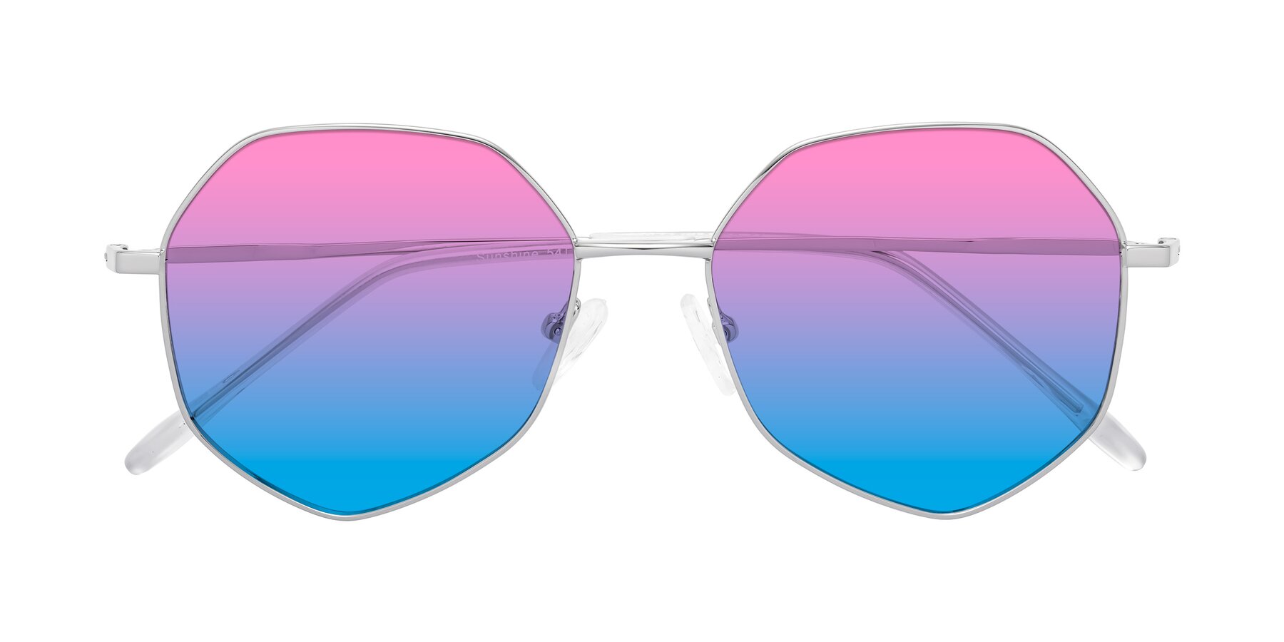 Folded Front of Sunshine in Silver with Pink / Blue Gradient Lenses
