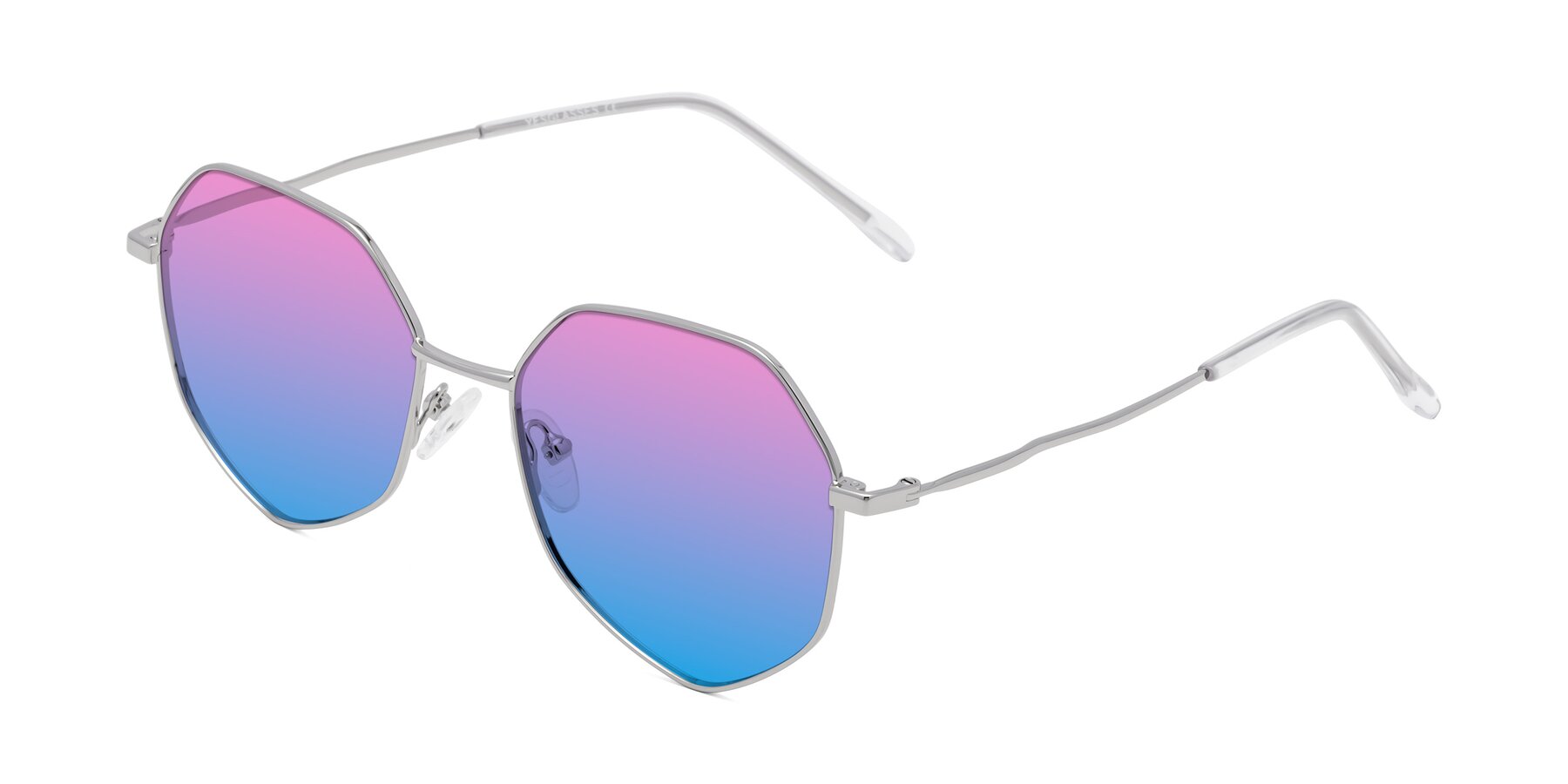 Angle of Sunshine in Silver with Pink / Blue Gradient Lenses