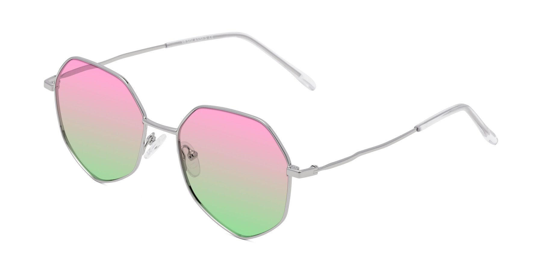 Angle of Sunshine in Silver with Pink / Green Gradient Lenses