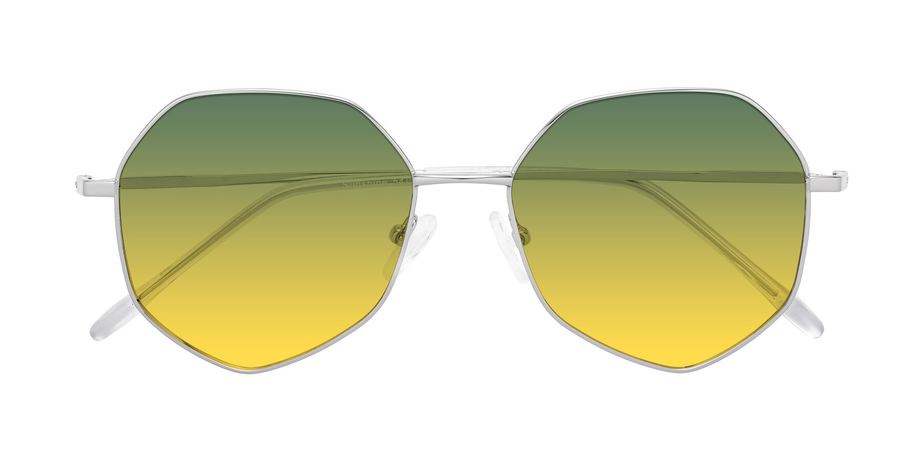 Folded Front of Sunshine in Silver with Green / Yellow Gradient Lenses