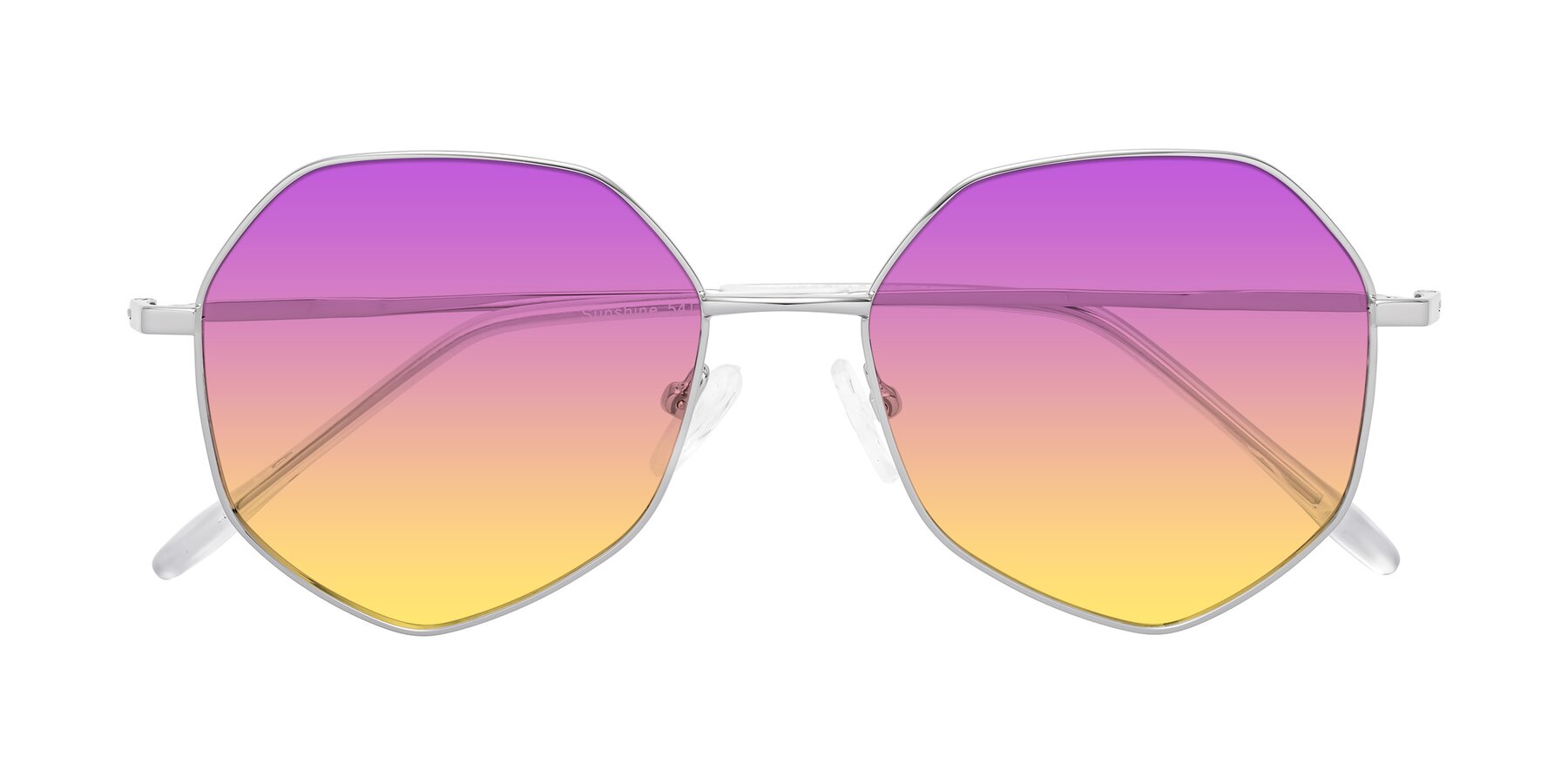 Folded Front of Sunshine in Silver with Purple / Yellow Gradient Lenses