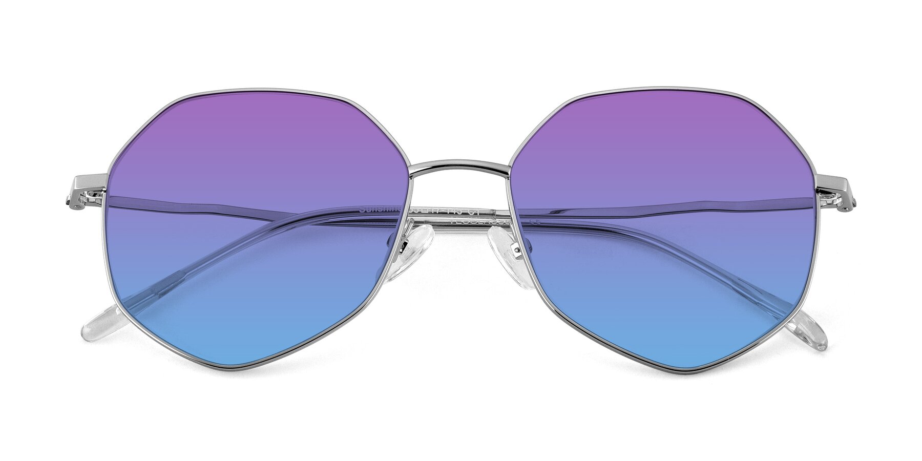 Folded Front of Sunshine in Silver with Purple / Blue Gradient Lenses