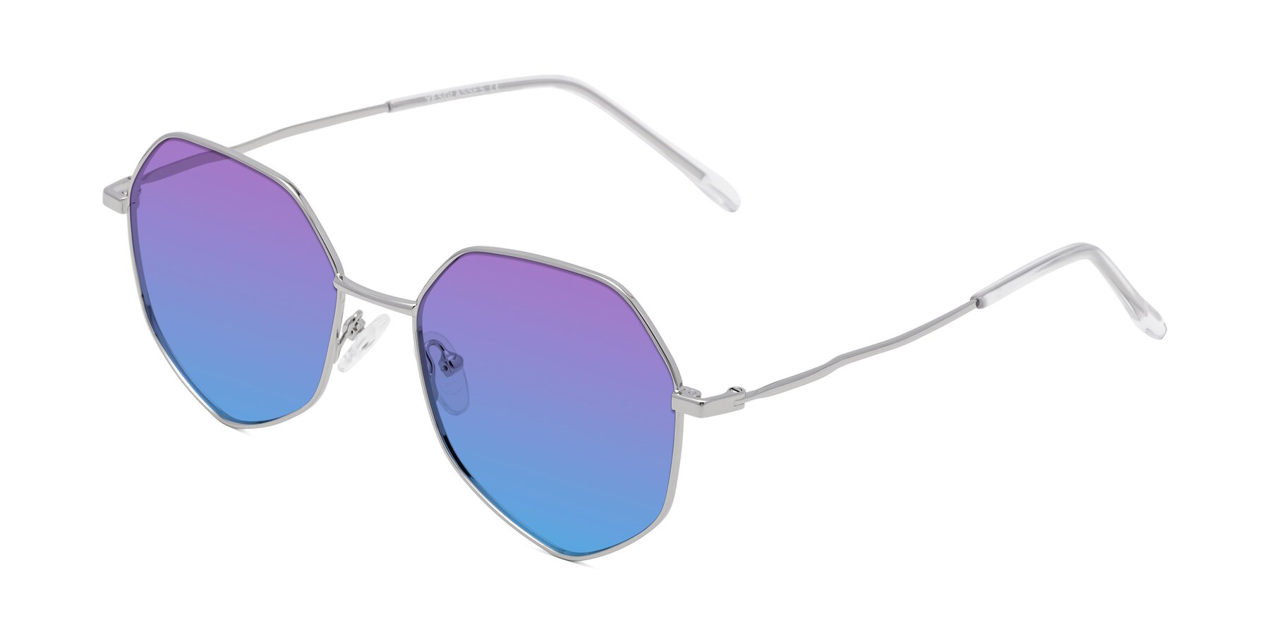 Angle of Sunshine in Silver with Purple / Blue Gradient Lenses
