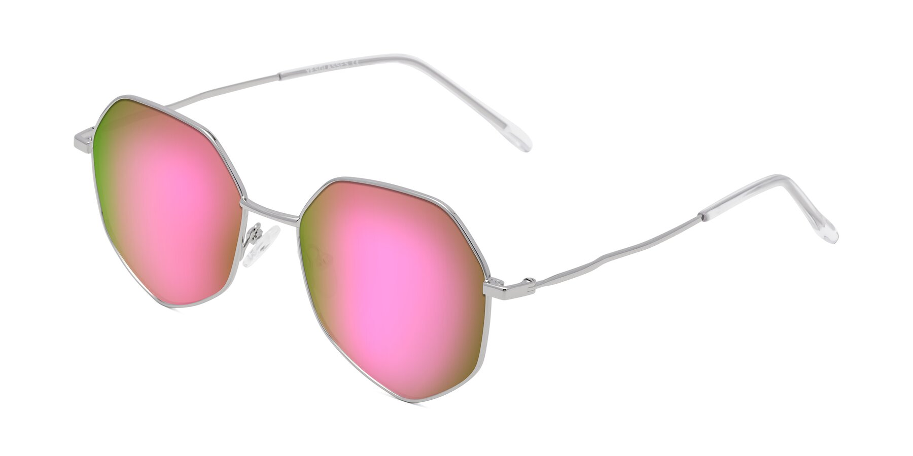 Angle of Sunshine in Silver with Pink Mirrored Lenses