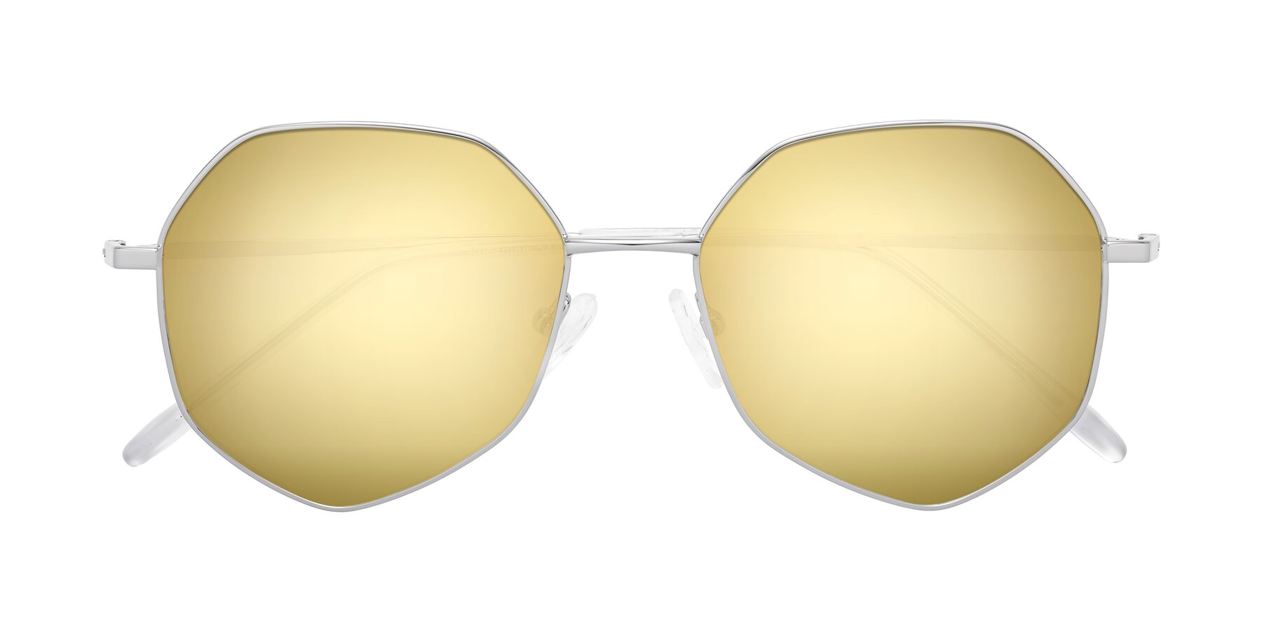 Folded Front of Sunshine in Silver with Gold Mirrored Lenses